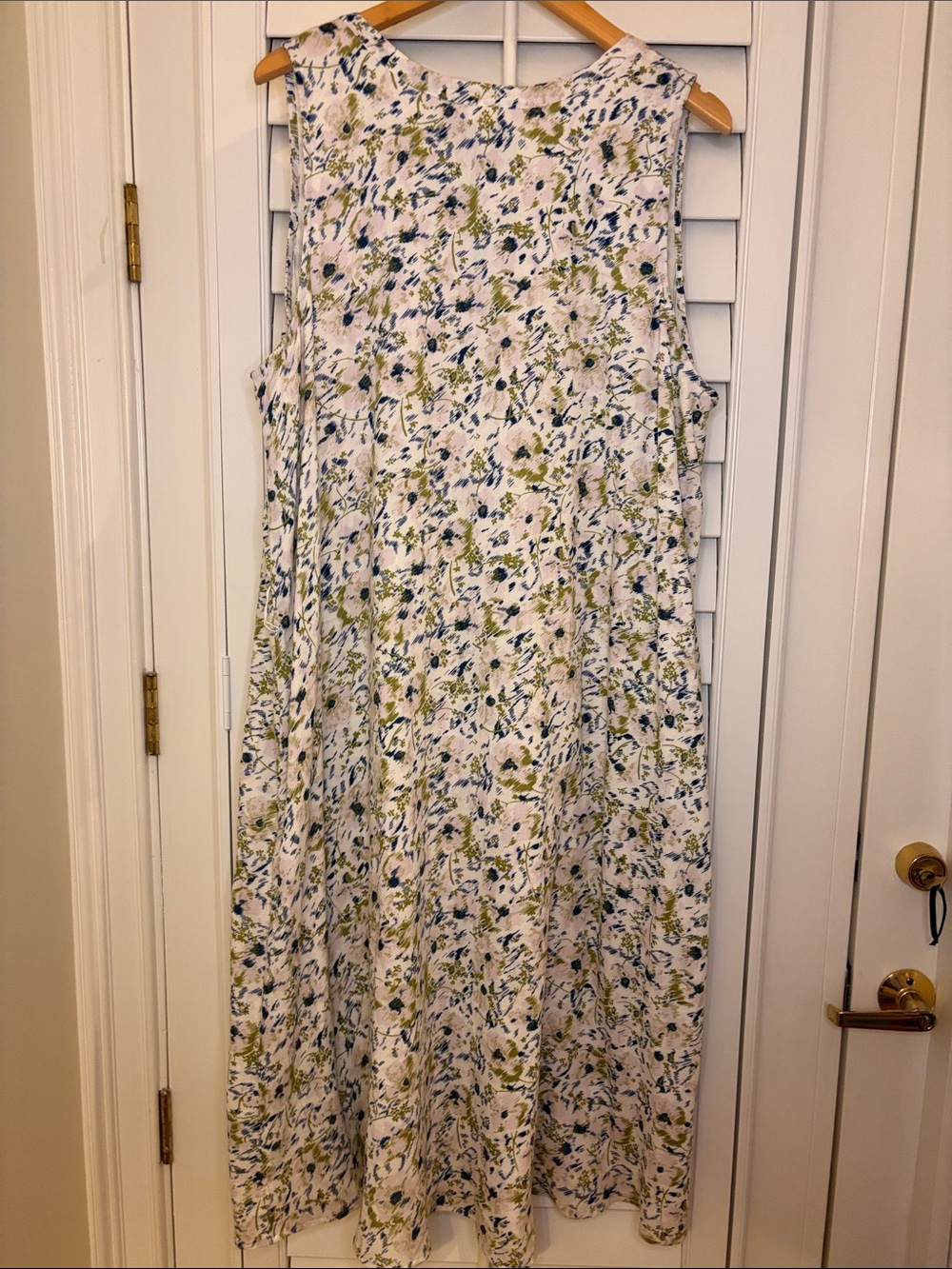 Nordstrom Rack White Sleeveless Maxi Dress with Green & Blue Floral Print XL - Picture 6 of 6